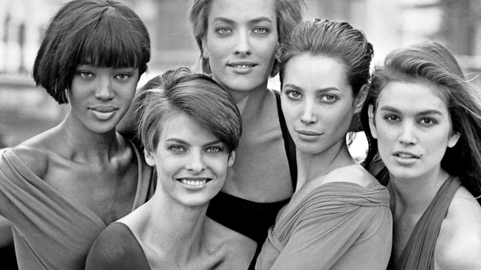 Topmodels Naomi Campbell, Christy Curlington, Linda Evangelista, Tatjana Patitz und Cindy Crawford fotografiert von Peter Lindbergh